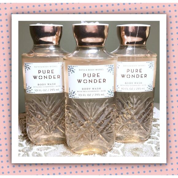 Bath & Body Works Pure Wonder 10oz Shower Gel Body Wash (x3) Aloe B5 Iced Rosé